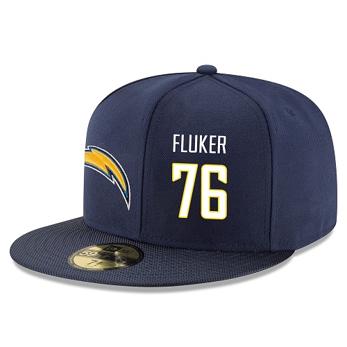 NFL Los Angeles Chargers #76 D.J. Fluker Stitched Snapback Adjustable Player Rush Hat - Navy/White